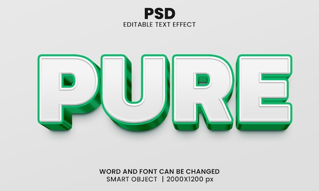 Pure 3d editable text effect Premium Psd with background