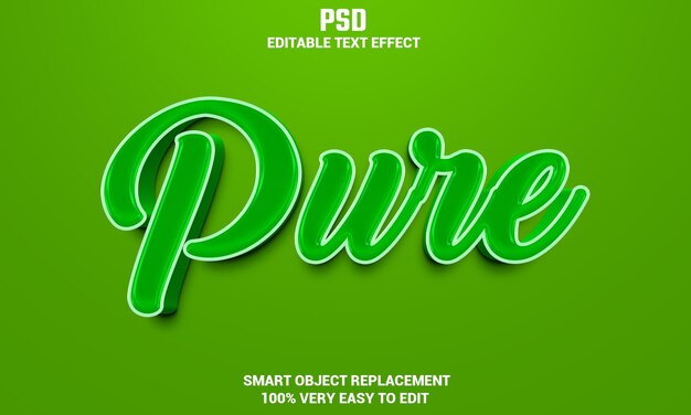 Effetto di testo modificabile puro 3d con sfondo premium psd