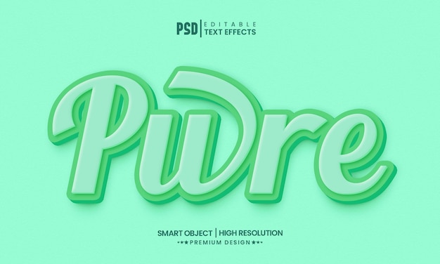 Pure 3d text effect editable layer style mockup template