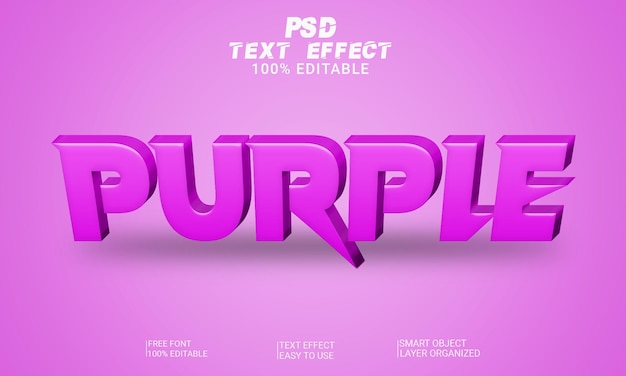 Purple 3d editable text effect style psd file