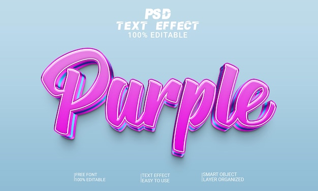 Фиолетовый 3D редактируемый текстовый эффект