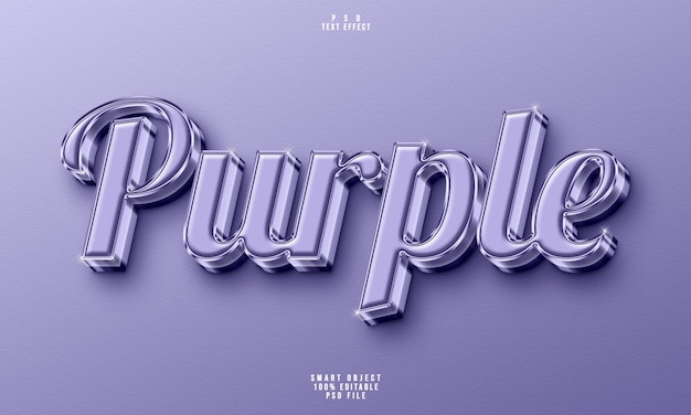 PSD purple 3d editable text effect