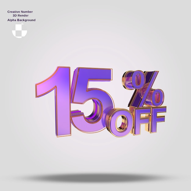 Numero 3d viola con percentuale di sconto