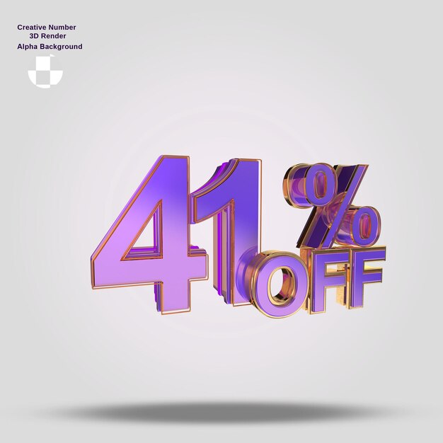 Numero 3d viola con percentuale di sconto