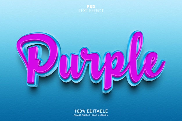 Purple 3D PSD Editable Text Effect Design