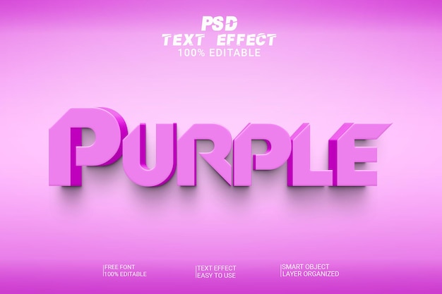 PSD purple 3d psd text effect style editable