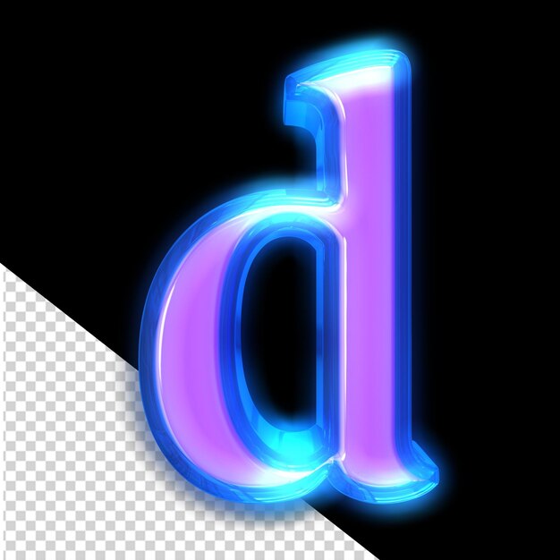 Purple 3d symbol glowing around the edges letter d