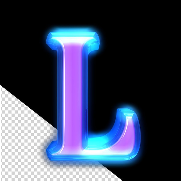 PSD purple 3d symbol glowing around the edges letter l