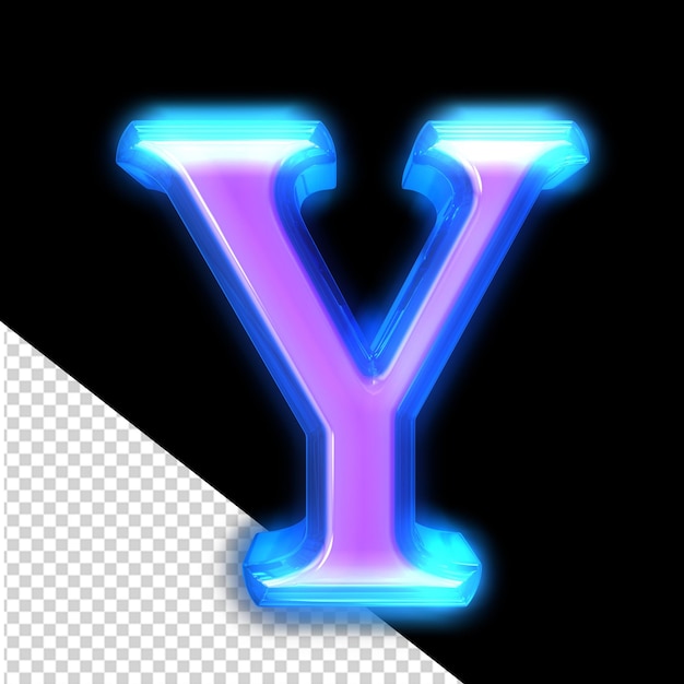 Purple 3d symbol glowing around the edges letter y