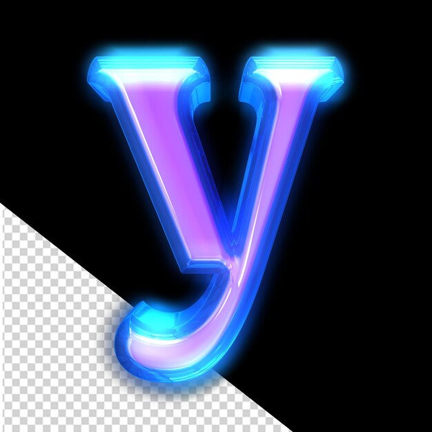 Purple 3d symbol glowing around the edges letter y