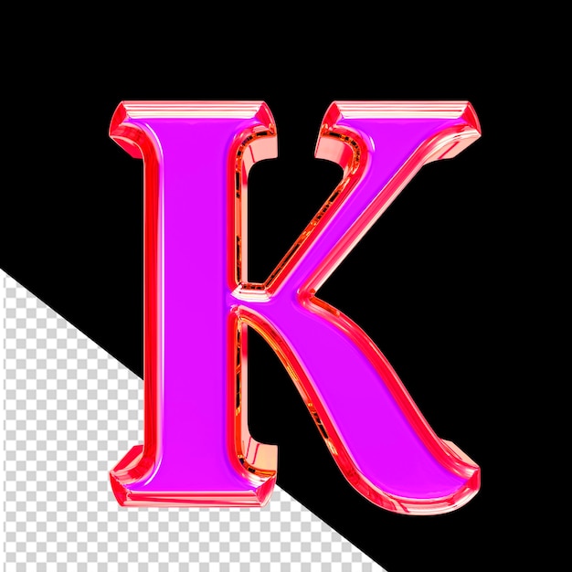PSD Фиолетовый 3d символ в розовой рамке буква k
