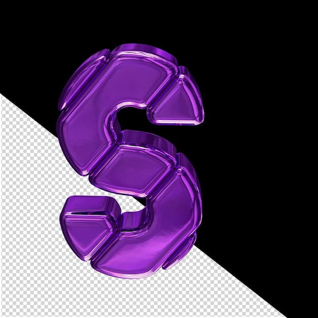 斜めのブロック文字 s で作られた紫の 3 d シンボル