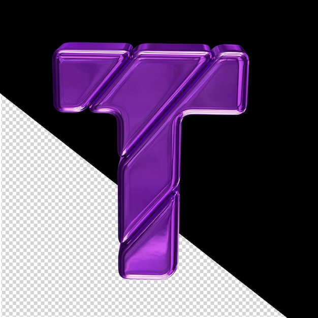 Purple 3d symbol made of diagonal blocks letter t