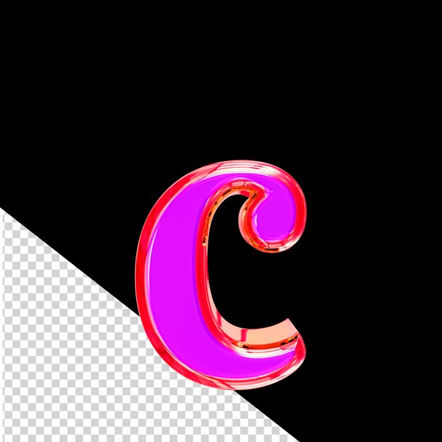 PSD purple 3d symbol in a pink frame letter c