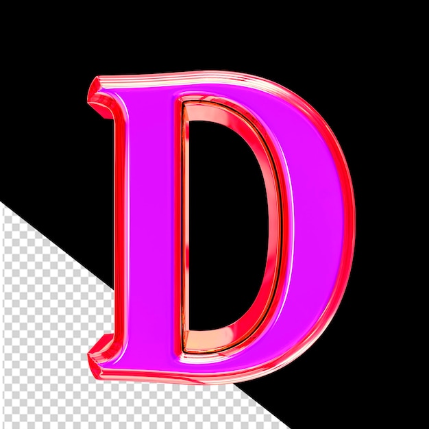 Purple 3d symbol in a pink frame letter d