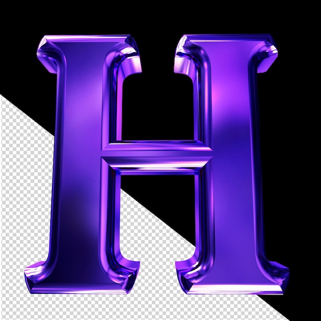 PSD purple 3d symbol with bevel letter h