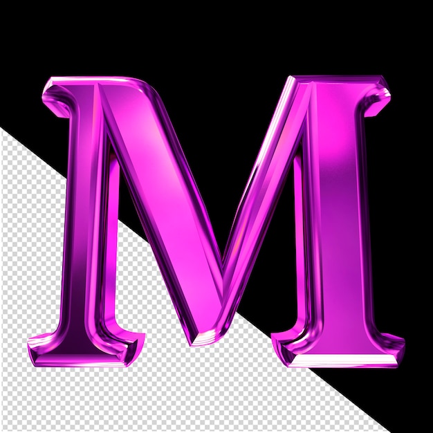 PSD Фиолетовый 3d-символ с косой буквой m