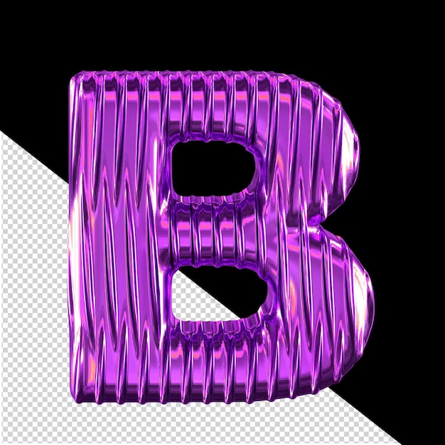 Purple 3d symbol with vertical ribs letter b