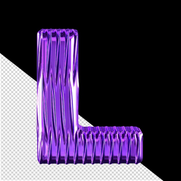 Purple 3d symbol with vertical ribs letter l