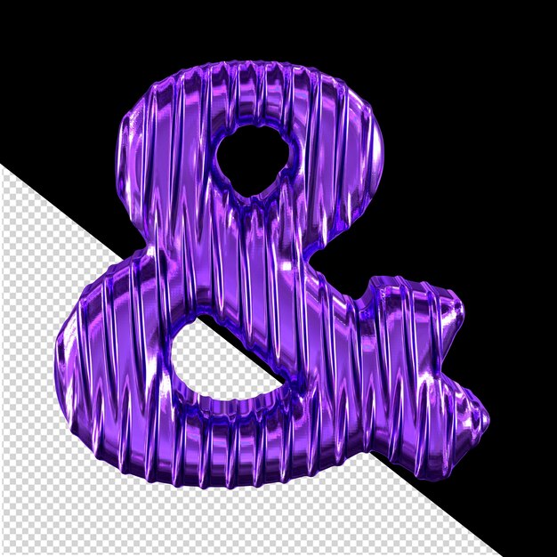 Purple 3d symbol with vertical ribs