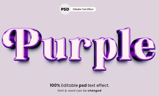 Purple 3d text effect editable psd text effect