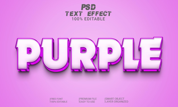 Purple 3d text effect psd file