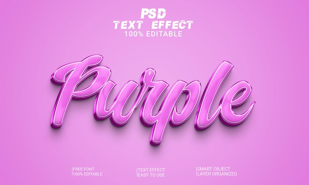 PSD purple 3d text effect style