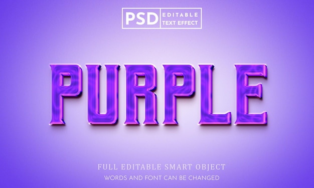 Purple 3d text style effect psd premium template