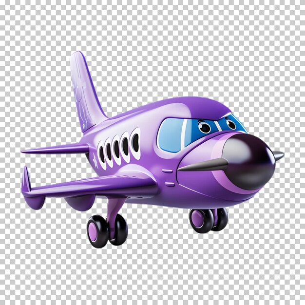 PSD purple airplane isolated on transparent background