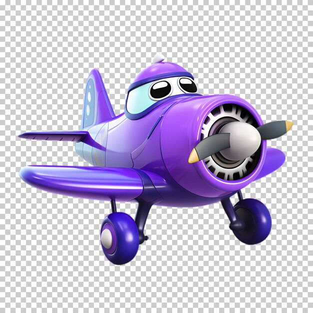 Purple airplane isolated on transparent background