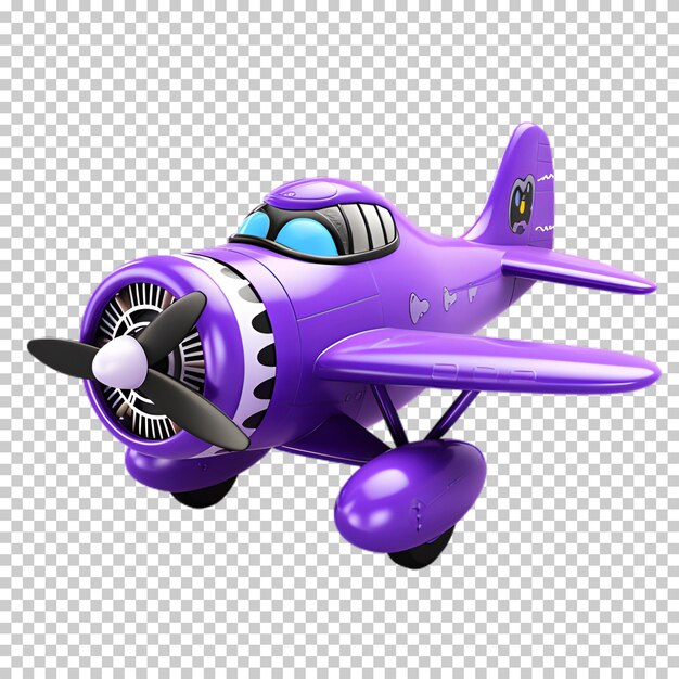 Purple airplane isolated on transparent background