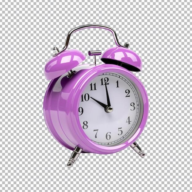 Purple alarm clock on a transparent background