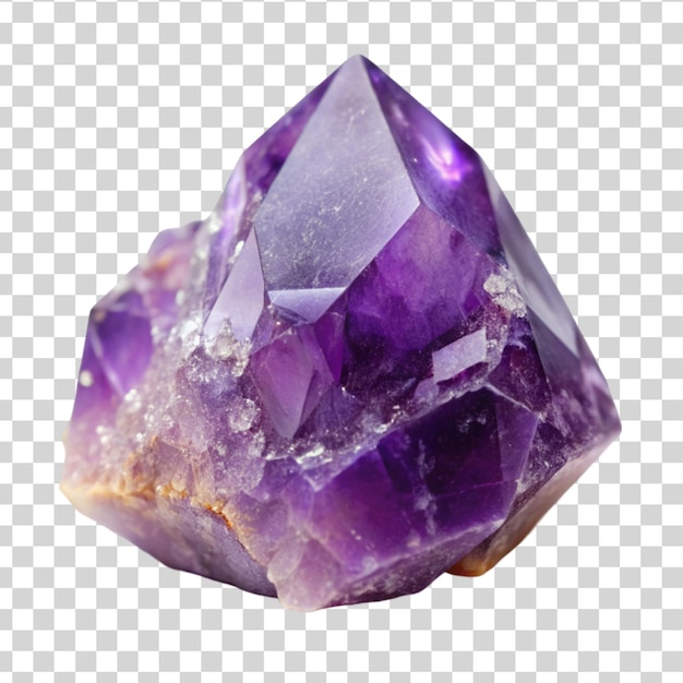 PSD a purple amethyst crystal isolated on transparent background