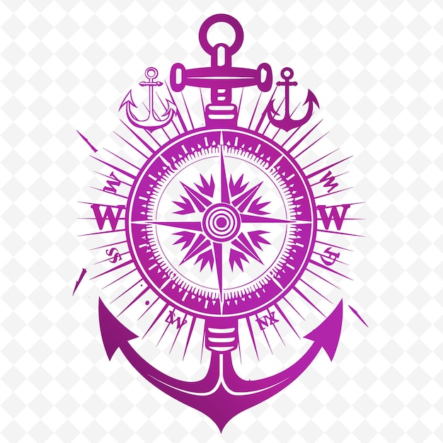 PSD a purple anchor with a ship and a ship logo on it