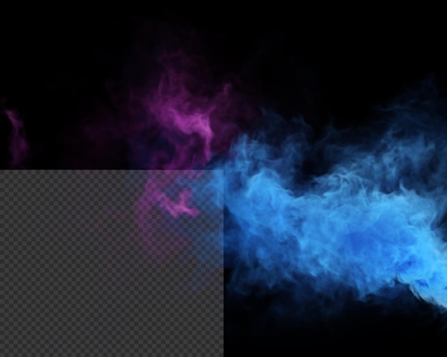 Текстура дыма фиолетового и синего тумана на черном фоне