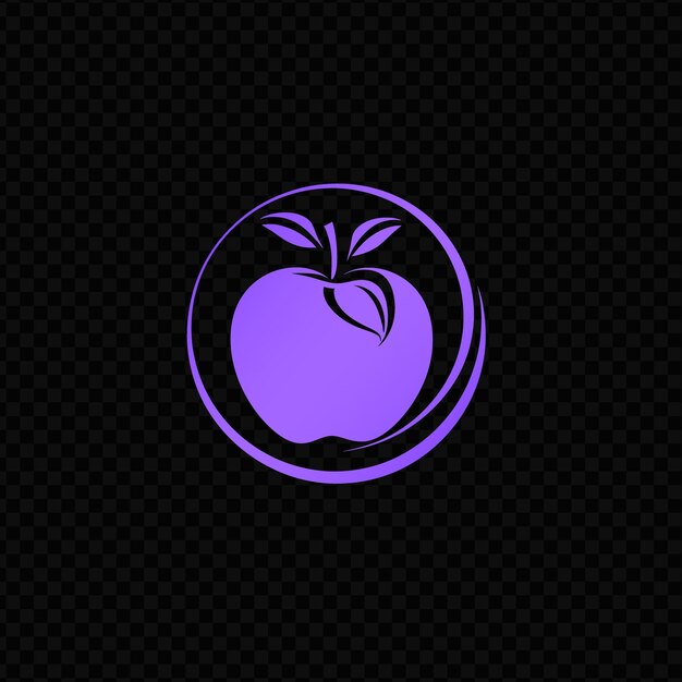 A purple apple with a leaf on a black background