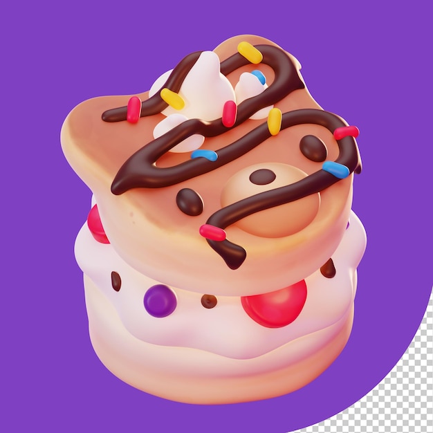 A purple background with a hot cake with icing and sprinkles on it