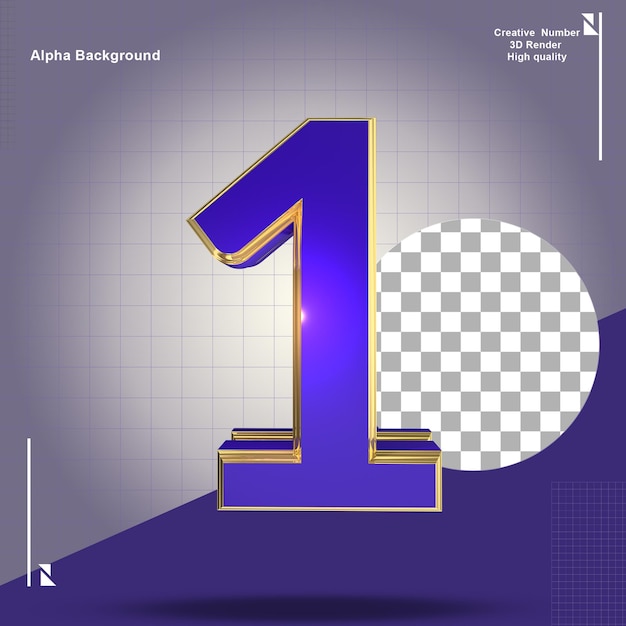 PSD a purple background with a number 1 in gold letters.