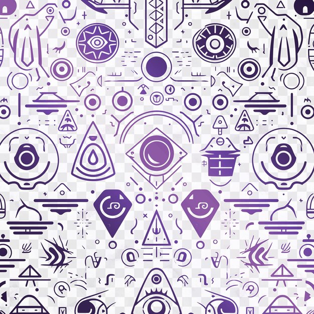 PSD a purple background with a pattern of symbols and the word quot all over it quot