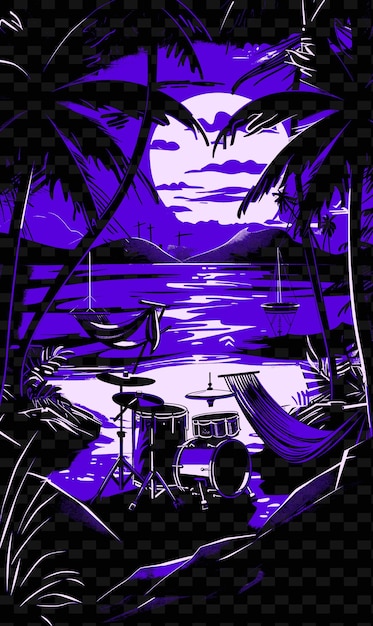 PSD a purple background with a purple background and a drum set
