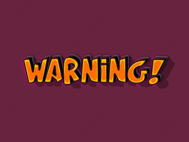 PSD a purple background with a yellow text that says warning