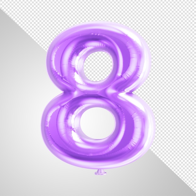 A purple balloon with a purple balloon in the shape of an 8.