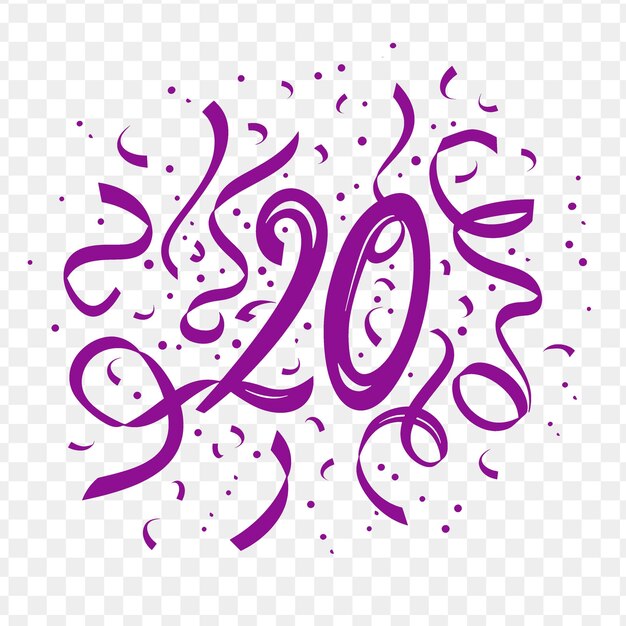 A purple banner with a number of confetti on a transparent background