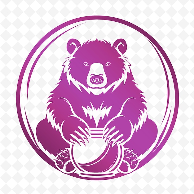 PSD a purple bear is sitting on a round object with a pink background