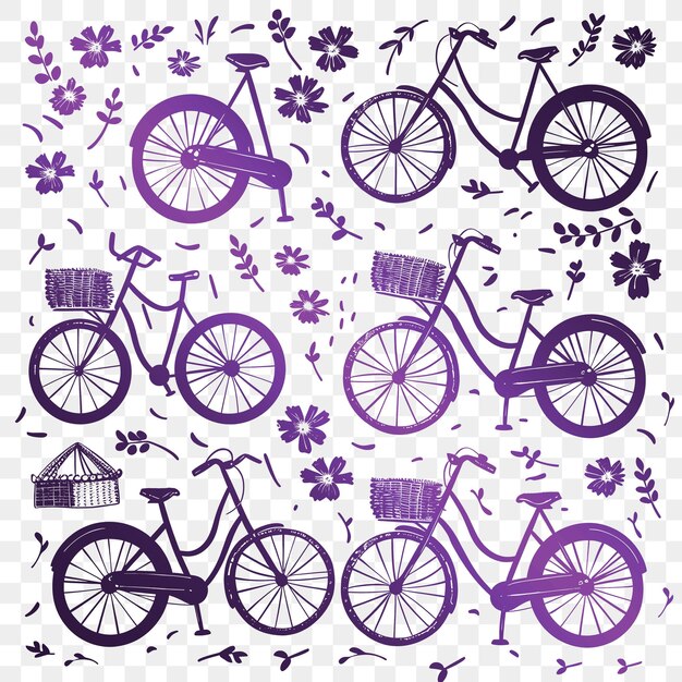 PSD a purple bicycle with a basket on the front and the purple bicycle on the front