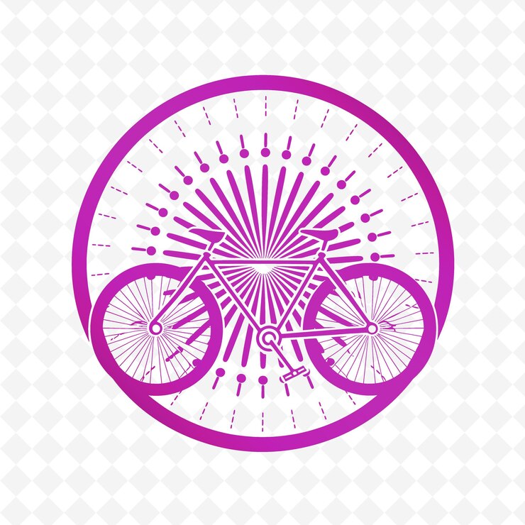 PSD a purple bicycle with a purple logo that says sun on it
