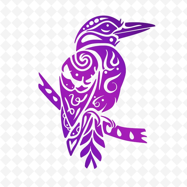 PSD a purple bird with a pattern of a bird on its back