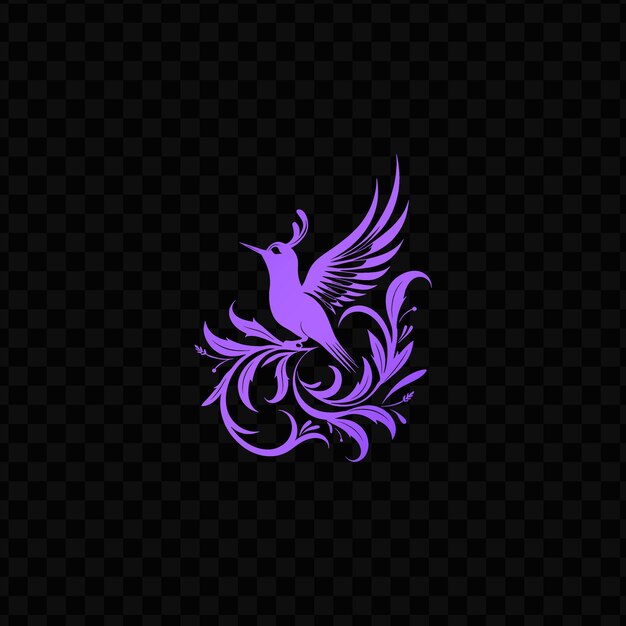 Purple bird with a purple feather on a black background free vector