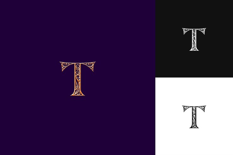 PSD a purple and black background with the letters t and t on it