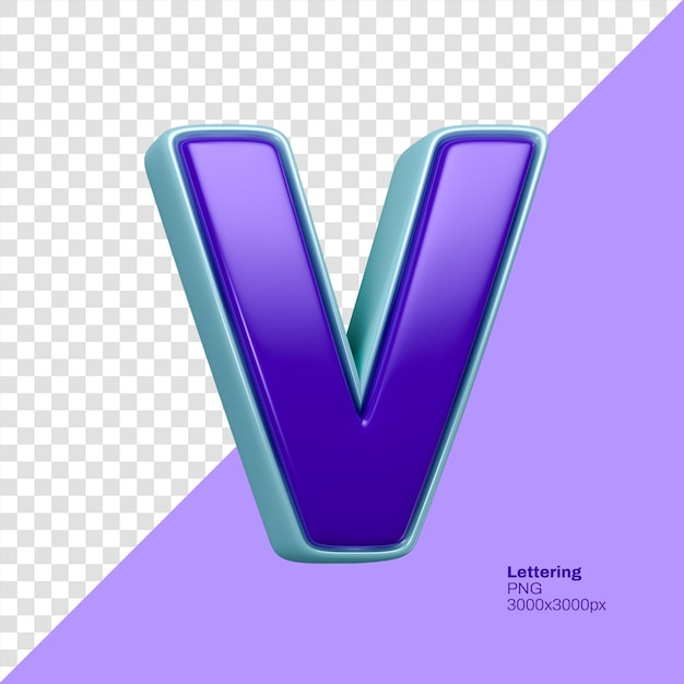 a purple and blue letter v that is labeled as well